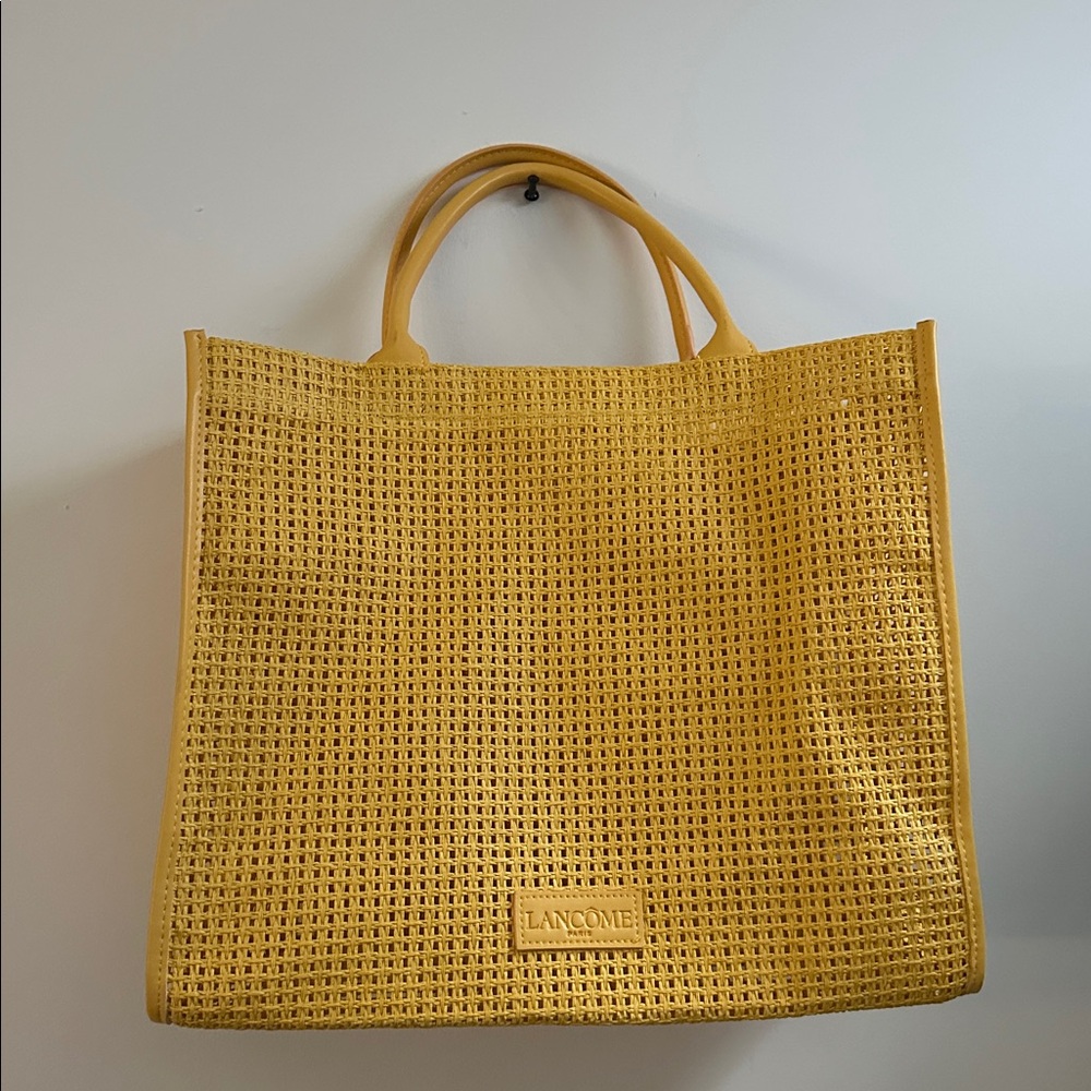 New Lancôme Yellow Woven Tote Bag